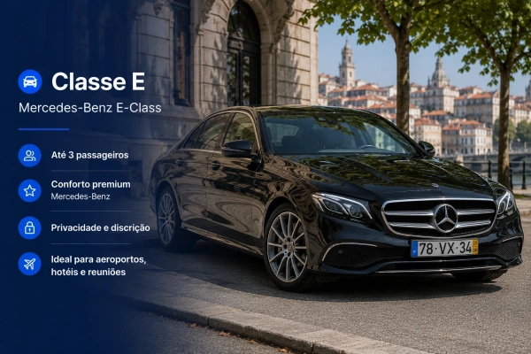 Transfer Executivo em Mercedes Classe E (até 3 passageiros)